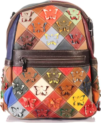 Produktbild von Handgefertigter City Backpack Pachwork Rucksack Italien Leder bunt 30673