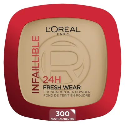Produktbild von L'Oréal Paris Wasserfestes Puder Make-up mit hoher Deckkraft, Deckendes Kompaktpuder mit mattem Finish und 24h Halt, Infaillible 24H Fresh Wear Foundation Powder, Nr. 300 Amber, 1 x 9 g