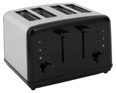 Produktbild von Toaster 4 Scheiben - Elektrischer Toaster - Extra breite Schlitze - 6 Bräunungsstufen - 1460–1750 W - Edelstahl - 220–240 V - Schwarz