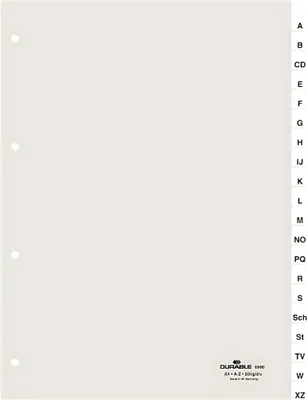 Produktbild von DURABLE Kunststoffregister 6800-19, transparent, PP, A-Z, Inh. 20-teilig