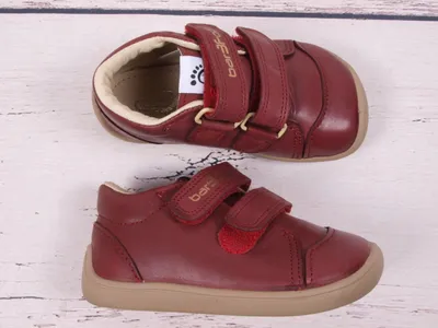 Produktbild von Mädchen Lederschuhe bar3foot 2Be38/L27 burgund, Klettverschluss, barfuß
