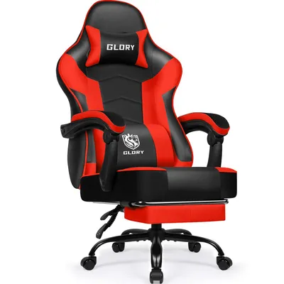 Produktbild von Adormii Gaming Stuhl Bürostuhl Schreibtischstuhl Ergonomischer Gaming Sessel mit Fußstütze und Lordosenstütze, Wippfunktion90°-170°, Rod