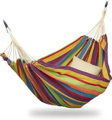 Produktbild von Famanu Hängematte XXL - Bunt gestreift, 150 x 190 cm, tragbar bis 300 kg
