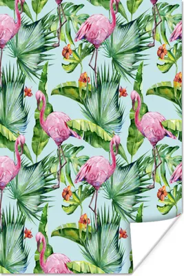 Produktbild von MuchoWow® Poster Blatt - Flamingo - Tropisch 80x120 cm - Papierdruck