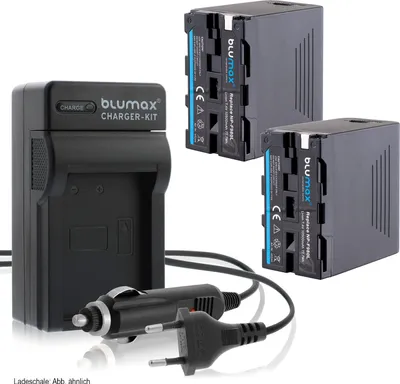 Produktbild von 2x Akku + Lader für Sony NP-F980L NP-F960 mit 5V USB Ausgang  10500 mAh 7,2V