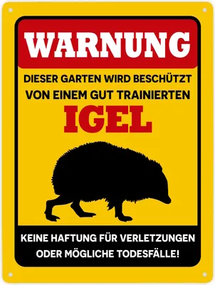 Produktbild von Warnung dieser Garten wird beschützt von einem Igel Metallschild XXL in 28x38 cm