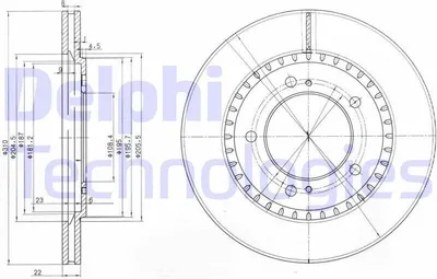 Produktbild von 2x DELPHI Bremsscheibe BG3821 für SUZUKI Grand Vitara II SUV (JT TE TD) 29 5mm