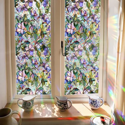 Productafbeelding van Raamfolie met 3D-regenboogpatroon, UV-bestendig, 100x43 cm, voor privacy