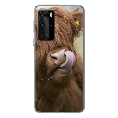 Produktbild von MuchoWow® Handyhülle Schutzhülle Hülle für Huawei P40 Pro Schottischer Highlander - Braun - Tiere Silikon Softcase Handy Hülle - Schutz