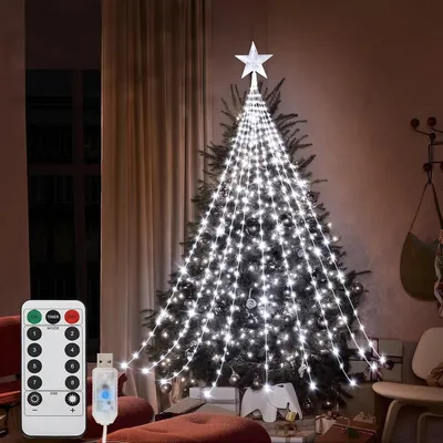 Produktbild von USB-LED-Lichterkette für Garten und Weihnachten, 8 Leuchtmodi, Fernbedienung, IP67, 3 m