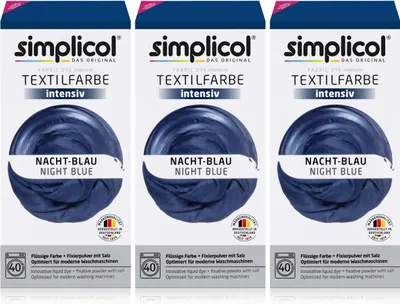 Simplicol Textilfarbe intensiv Nacht-Blau - Einfaches Färben (3er Pack)