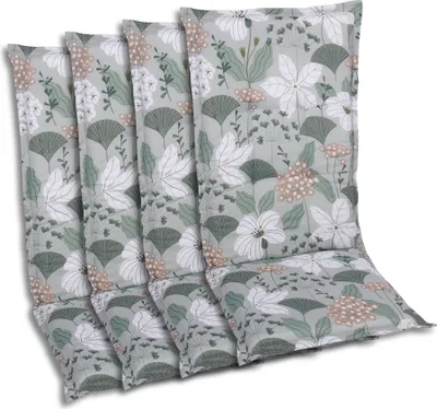 Produktbild von GO-DE Textil, Sesselauflage Hochlehner, 4er-Set, Farbe: grün, Maße ca.: 120 cm x 50 cm x 6 cm