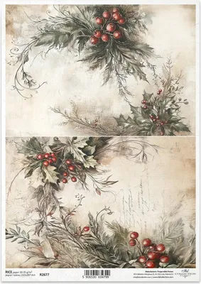 Obrázok produktu pre Ryžový papier na dekupáž A4 - Vintage vianočné ozdoby - R2677 - Itd Collection