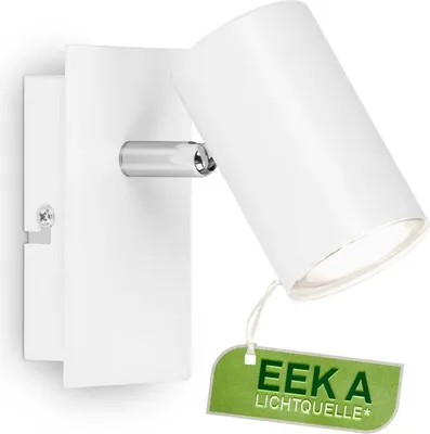Produktbild von LED Wandleuchte innen mit EEKA Lichtquelle*, schwenkbar, warmweiß, 2W 450lm, Wohnzimmerlampe, Wandlampe, Küchenlampe, Flurlampe, Schlafzimmer, Weiß