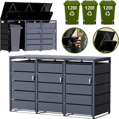 Obrázok produktu pre PPbin | Box na odpadky 3x120L antracit Odolný masív