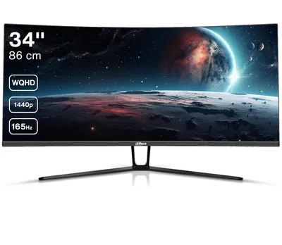 Zdjęcie produktu dla Dahua Technology LM34-E330C, 86,4 cm (34"), 3440 x 1440 px, UltraWide Quad HD, LCD, 1 ms, Czarny, Czerwony