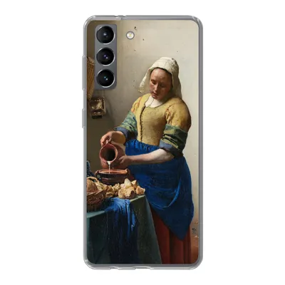 Produktbild von MuchoWow® Handyhülle Schutzhülle Hülle für Samsung Galaxy S21 Das Milchmädchen - Johannes Vermeer Silikon Softcase Handy Hülle - Softcase
