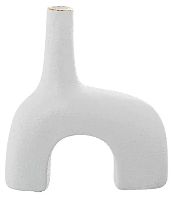 Keramik-Tischvase, abstrakt, weiß, 21x8x23 cm