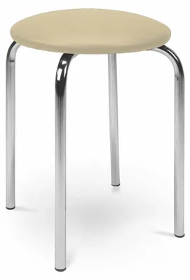 Produktbild von Hocker Chico 41x47,5x41 cm Metallbeine Sitzhocker für Wohnzimmer Creme/Chrom