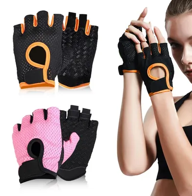 Produktbild von 2 Paar Fitness Handschuhe atmungsaktiv rutschfest Halbfinger für Damen Herren