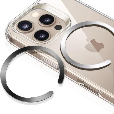 Productafbeelding van MagSafe-ringstickers, 2 stuks. Metalen ring voor telefoonhoesjes, zwart/zilver. Compatibel met iPhone/Samsung/Pixel