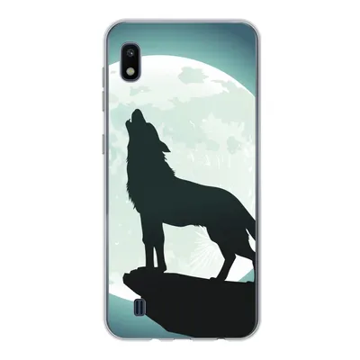 Produktbild von MuchoWow® Handyhülle Schutzhülle Hülle für Samsung Galaxy A10 Wolf - Mond - Stein Silikon Softcase Handy Hülle - Schutzhülle