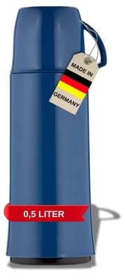 Isolierflasche 0,5 L Blau – Schraubverschluss, Vakuumglas