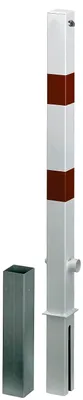 Produktbild von Alberts Absperrpfosten Passau | zum Einbetonieren, herausnehmbar | weiß | Pfosten-Ø 70x70 mm | Höhe über Boden 120 cm