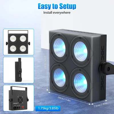 Obrázok produktu pre Mini LED reflektor RGBW s 4 LEDkami – osvetľovacie zariadenie pre pódium s ovládaním DMX – balenie po 2 kusy – 80 W – 90–240 V – konektor pre Európu – vhodné pre pódium a DJ