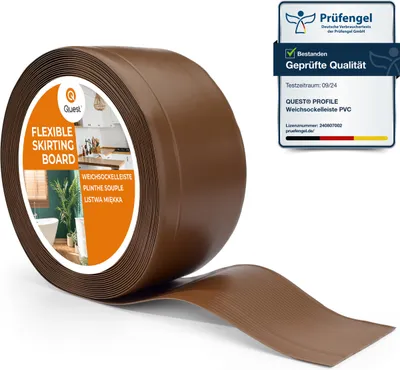 Immagine prodotto di QUEST Battiscopa in PVC 100x25mm, 10m, Battiscopa morbido, flessibile, bronzo