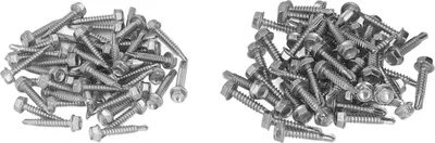 Produktbild von 100 Stück Sechskantschrauben mit Unterlegscheiben, selbstschneidende Schrauben aus Edelstahl 304, Sortiment 4,2 x 25 mm, 4,8 x 25 mm
