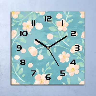 Produktbild von Wanduhr Echt-Glas-Küchenuhr Zarte Pastell Blüte Quarz 30x30 Deko Bilder
