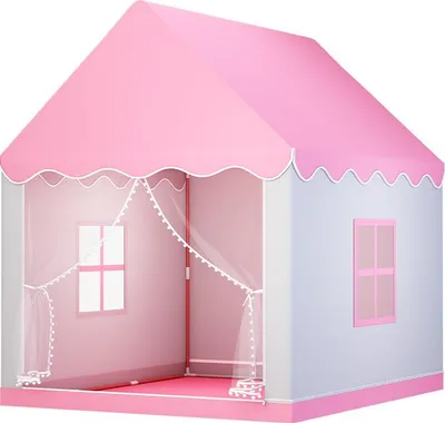 Produktbild von Kinderzelt für Mädchen & Jungen, Indoor Spielhaus Prinzessin Schloss Spielzelt mit LED-Lichter, 105x120x128cm, Rosa