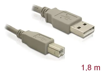 Produktbild von DeLOCK 82215, 1,8 m, USB A, USB B, Männlich/Männlich, Grau