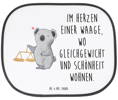 Produktbild von Mr. & Mrs. Panda Sonnenschutz Auto Waage Astrologie - Weiß - Geschenk, für, Sternzeichen, Tierkreiszeichen, Geburtstagsgeschenk, saugnapf, Scheibenschutz, Fürs