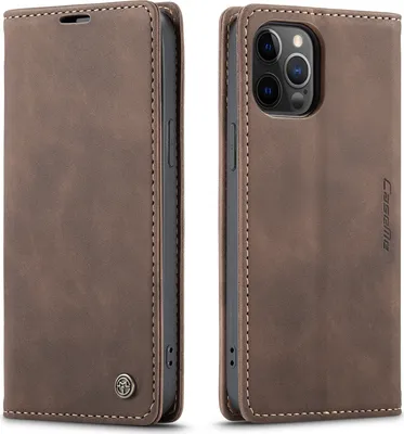 Produktbild von iPhone 12 / 12 Pro Hülle, LaimTop Retro Kunstledertasche mit Standfunktion Schutzhülle für iPhone 12 / iPhone 12 Pro Kaffee