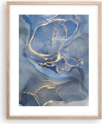 Produktbild von Gerahmtes Poster - Rahmen in heller Eiche - Gold Blau Farbe - 40x50 cm - Wand Bild - Wanddeko - Wandbilder - Kunstposter - Wandposter - Bilderrahmen - Bilder - Kunstdruck - P2NPA40x50-5029