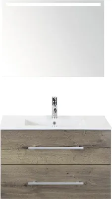 Obrázek produktu pro Koupelnový nábytkový set Sanox Stretto barva čela tabacco ŠxVxH 81 x 170 x 39 cm s keramickým umyvadlem a zrcadlem s LED osvětlením