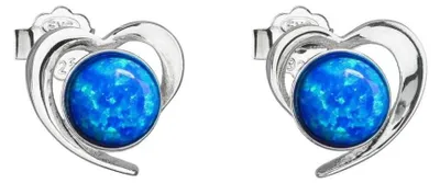 Produktbild von Silver heart earrings with blue synthetic opals 31259.3 blue