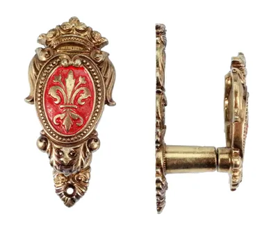 Produktbild von Wandhalter Wappen Rot-Messing 2er-Set (ausziehbar 3-5cm)