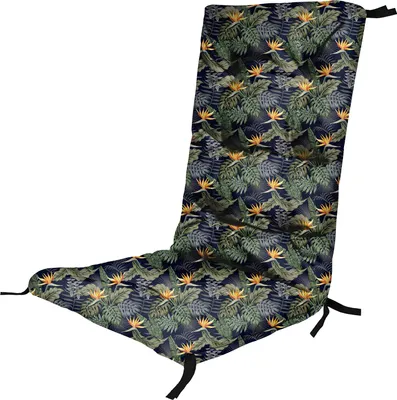 Produktbild von Orange Blumen Hochlehner Auflagen für Stühle 125 x 50 x 8cm Gartenstuhl Sitzpolster Sitzauflagen Outdoor Kissen Palettenauflage Bankauflage Polsterauflage Matratze Gartenpolster Farbe Orange Blumen [146]