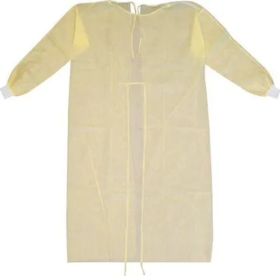 Produktbild von Medi-Inn PP-Schutzkittel 139 x 139 cm, mit PE-Teilbeschichtung, zum Binden, gelb (10 x 10 = 100 Stück)
