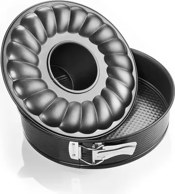 Produktbild von Zenker Springform Flach- und Rohrboden Ø 18 cm Backform mit 2 Böden Kuchenformen-Set, mit Antihaftbeschichtung, einfaches Entformen für saftige Kuchen und Torten