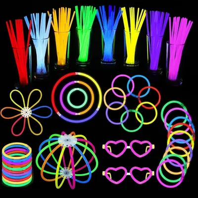 Produktbild von DERAYEE 30 Knicklichter Neon Leuchtstäbe Party Set mit Verbinder Leuchtbrillen