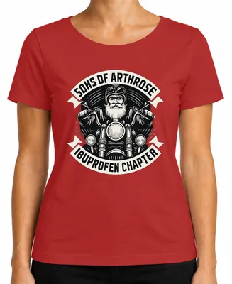 Productafbeelding van Sons of Arthrose Ibuprofen Chapter Biker Motorfiets Opa Cadeau Dames T-shirt, Rood, XXL