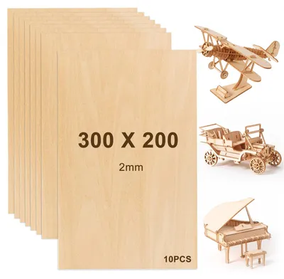 Immagine prodotto di Lastre di balsa per hobby e artigianato - 10 pezzi, dimensioni 30x20 cm, spessore 2 mm - Leggero - Rettangolari - Ideali per progetti fai-da-te e lavori in legno