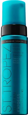 Obrázek produktu pro St. Tropez Express Advanced Bronzing, Pěnové tužidlo, Tělo, 200 ml, Bronzová, Hluboký, Lehký, Střední, Exfoliate 24 hours prior to use. Immediately prior to application, moisturize any dry areas...
