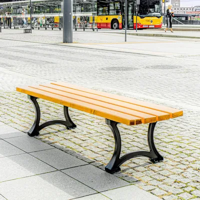Produktbild von REKORD LODZKA BO Teak Gartenbank 170x45x40,5 cm Holz & Gusseisen Wetterfeste Parkbank für Garten Terrasse & Balkon