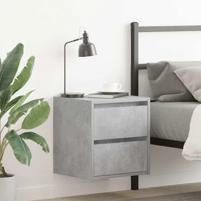 Image de vidaXL Tables de chevet murales 2 pcs. Gris béton 38x34x40 cm