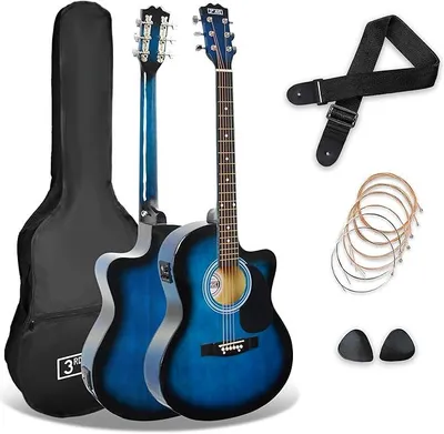 Imagen del producto de Silecomplaza, guitarra electroacústica 4/4 con afinador, color azul